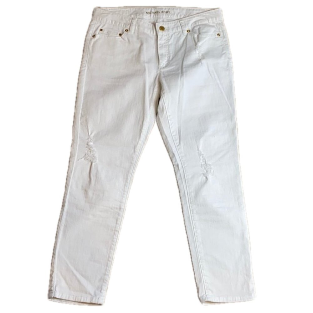 Michael Kors White Jeans Skinny Cropped Distressed